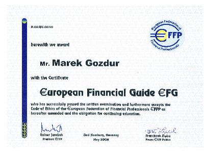 Certyfikat EFFP Polska-organizacji Doradców Finansowych - kliknij, aby powiększyć