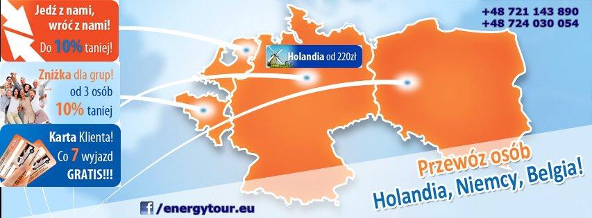 Energy Tour! Przewóz osób Holandia-Niemcy-Belgia, Gostyń,Łódz,Poznań,Wrocław,, wielkopolskie