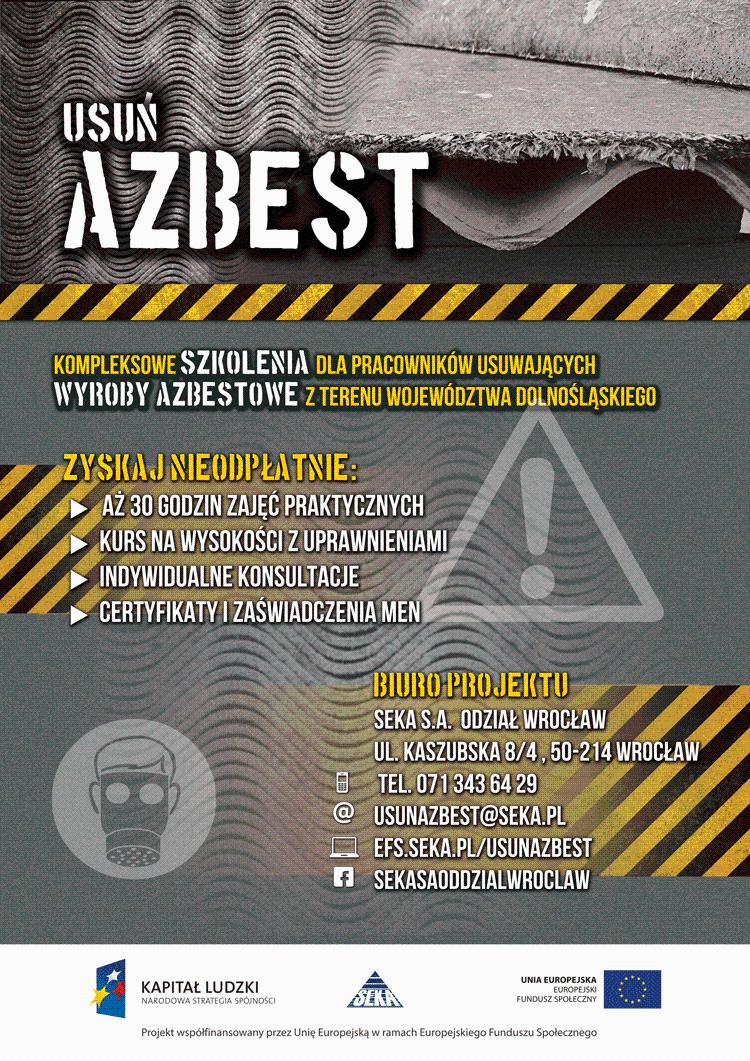 Usuwanie azbestu -  darmowe szkolenia z uprawnieniami, Wrocław, Kaszubska 8/4