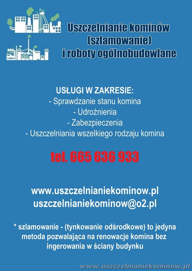 Szlamowanie, doszczelnianie, uszczelnianie naprawa komina kominów , Pszczyna, śląskie