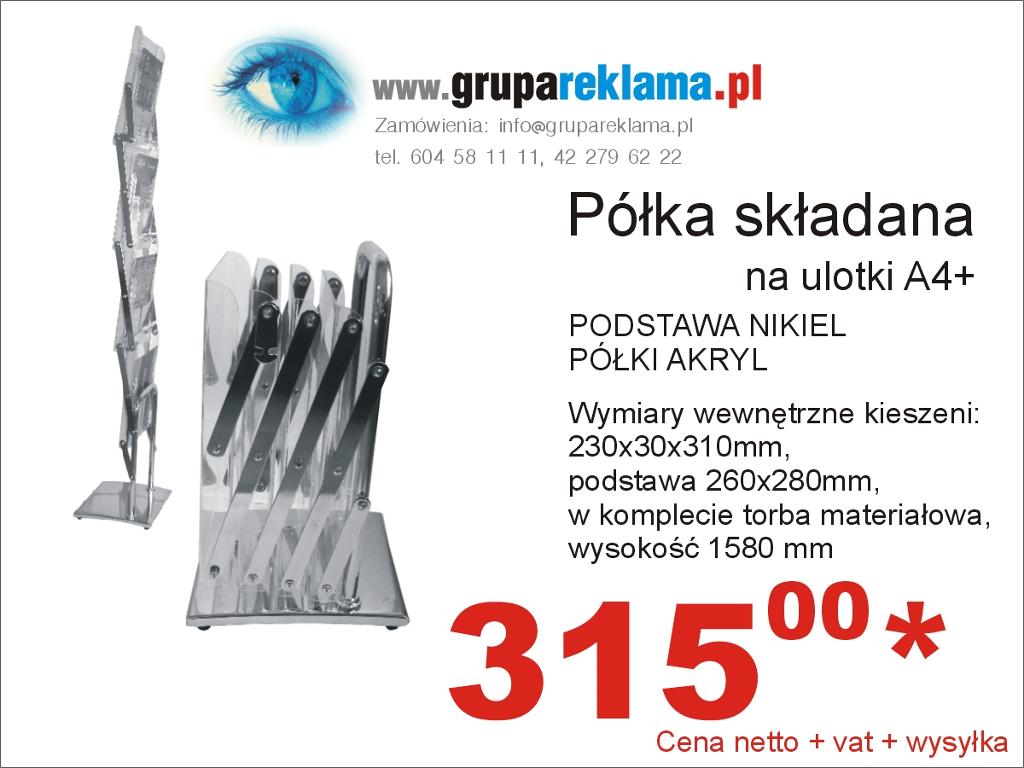 Półka Akrylowa Składana na Materiały A4 - Katalogi, Foldery