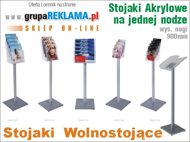 Stojaki z kieszeniami wylewanymi na jednej nodze