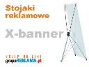 Stojak reklamowy X-Banner, baner z 4 oczkami naciągany na konstrukcję stojaka reklamowego.