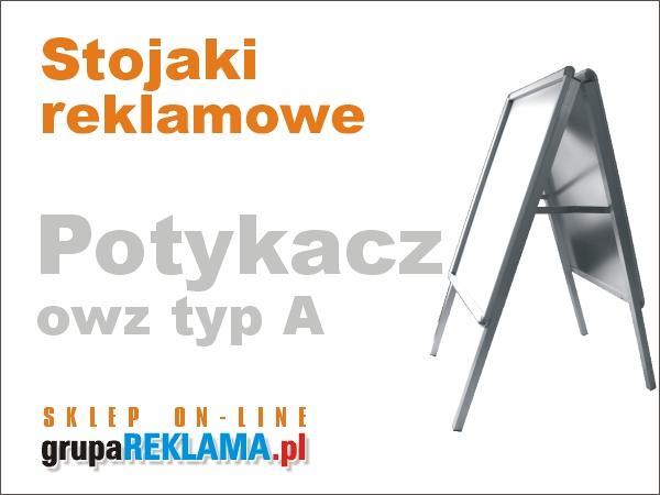 Stojaki reklamowe, stojak reklamowy Potykacz z ramą OWZ aluminiowy Typ A dwustronny.