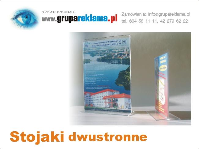 Podstawki z bezbarwnej plexi na dwustronną ulotkę lub plakat