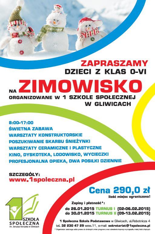 Zimowisko 2015 w Gliwicach! bogaty program, 2 posiłki, opieka 8-17, Gliwice, śląskie