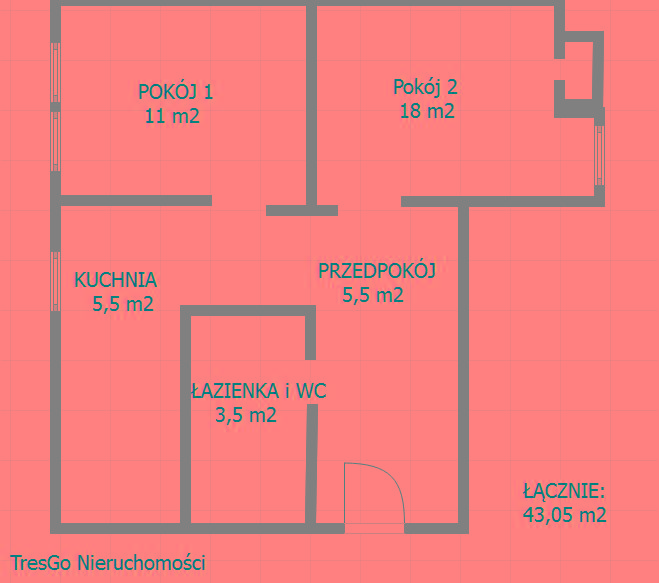 Sprzedam mieszkanie 2 pokojowe  43, 05 m2  Pruszcz Gdański, woj. pomorskie