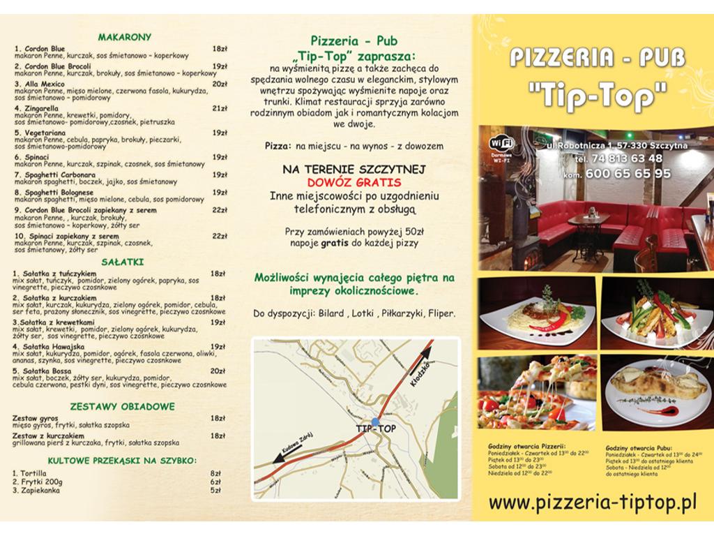 Pizzeria Pub Tip Top Szczytna bilard dart fliper pilkarzyki, dolnośląskie