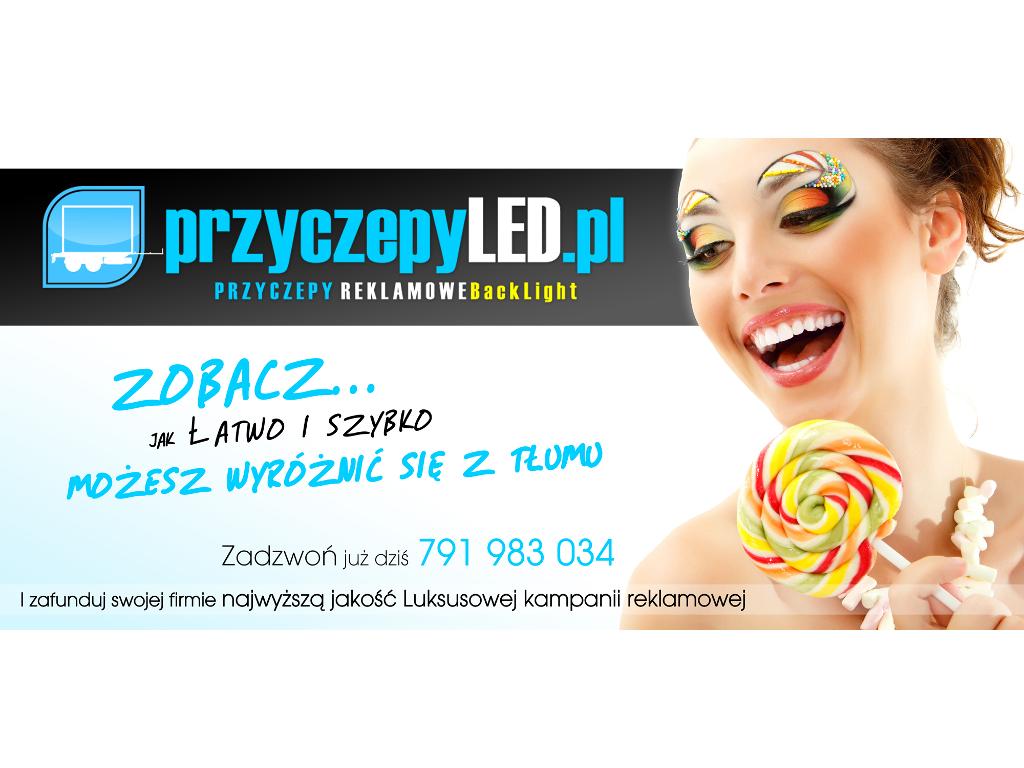 Reklama na przyczepie reklamowej BackLight z podświetleniem LED RGB