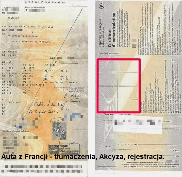 REJESTRACJA POJAZDÓW AKCYZA TŁUMACZENIA