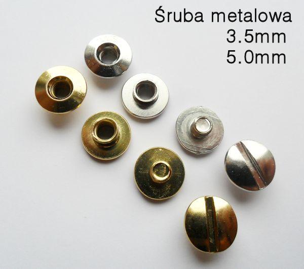 śruby introligatorskie metalowe kolor srebrny i złoty 