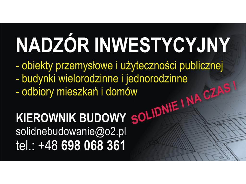 SOLIDNY KIEROWNIK BUDOWY/INSPEKTOR NADZORU MGR INŻ. ŁUKASZ PIOTROWSKI, Wrocław, dolnośląskie