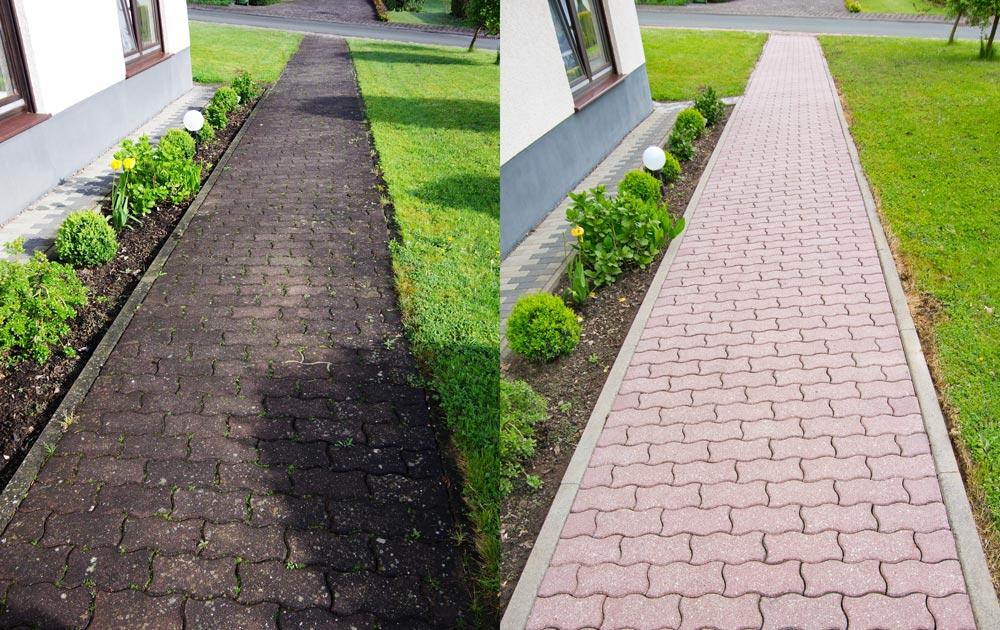 czyszczenie kostki brukowej, usuwanie wykwitów wapiennych
