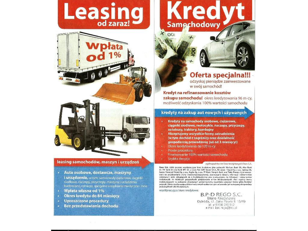 Leasing, Kredyt Samochodowy