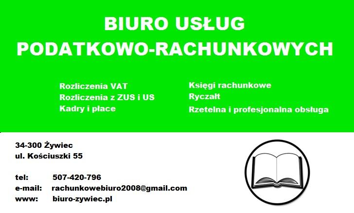 Księgowość Biuro Rachunkowe Rozliczenia z ZUS i US VAT PIT Kadry, Żywiec, śląskie