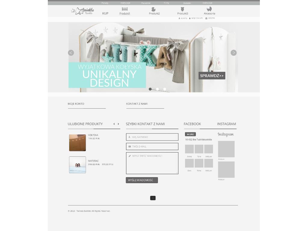 Layout sklepu z kołyskami twinkletwinkle.pl