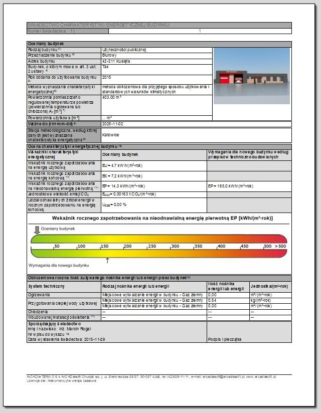 świadectwo energetyczne budynku