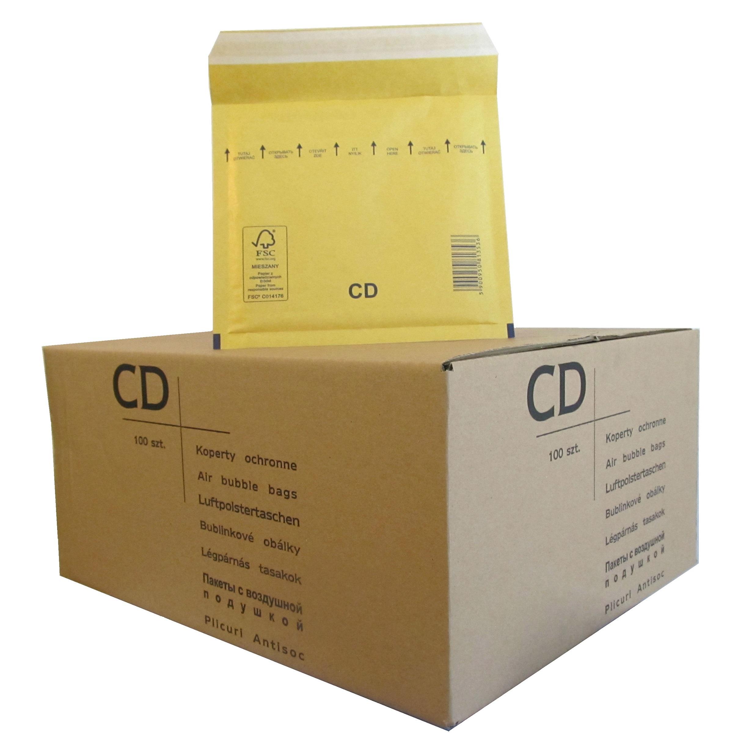 Koperty bąbelkowe format CD brązowe