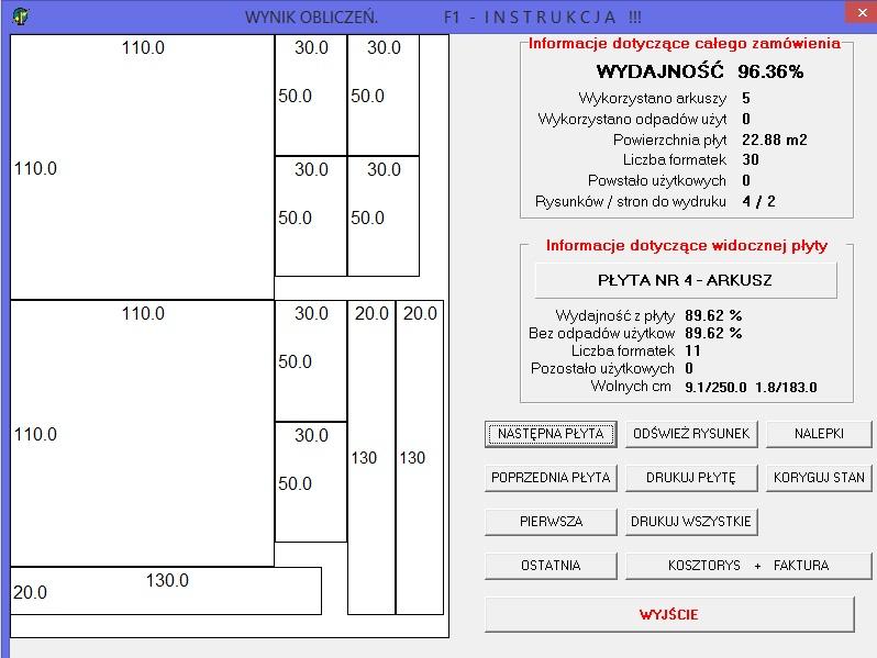 Program BLAT 2000 Optymalizacja Rozkroju, Warszawa