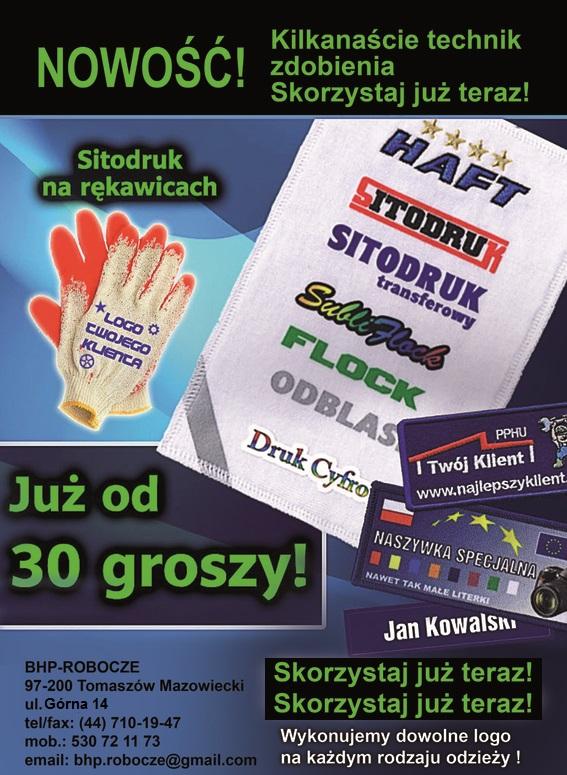 Nadruki reklamowe, zdobienie odzieży, haft komputerowy, sitodruk, Tomaszów Mazowiecki, łódzkie