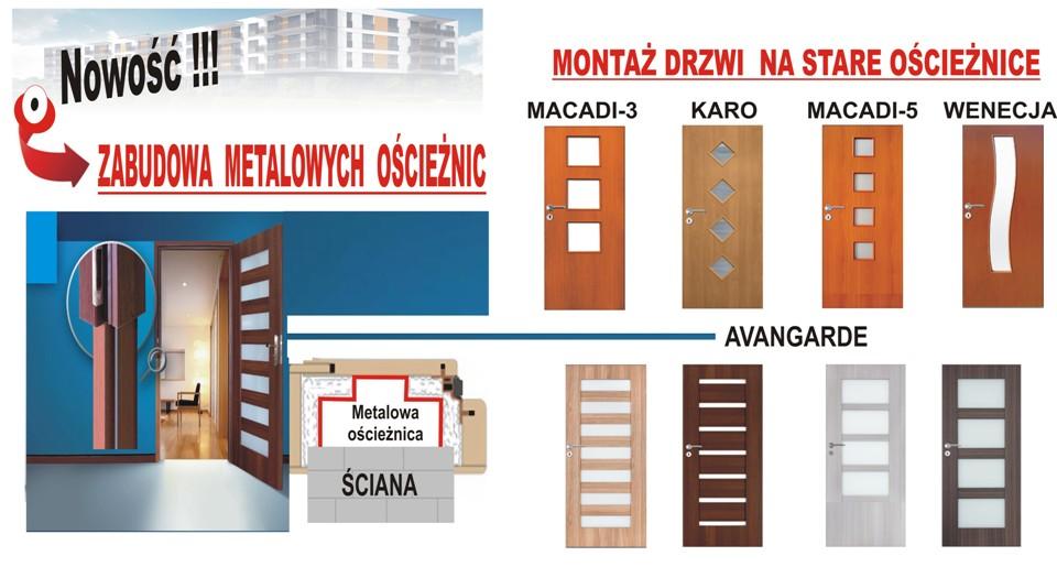 Drzwi wewnętrzne na stare ościeżnice-zabudowa metalowych ościeżnic, Kraków, małopolskie