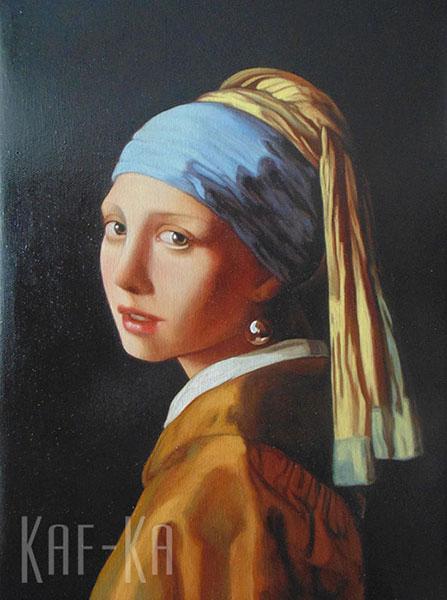 "Dziewczyna z perłą" wg Jan Vermeer kopia, olej na płótnie