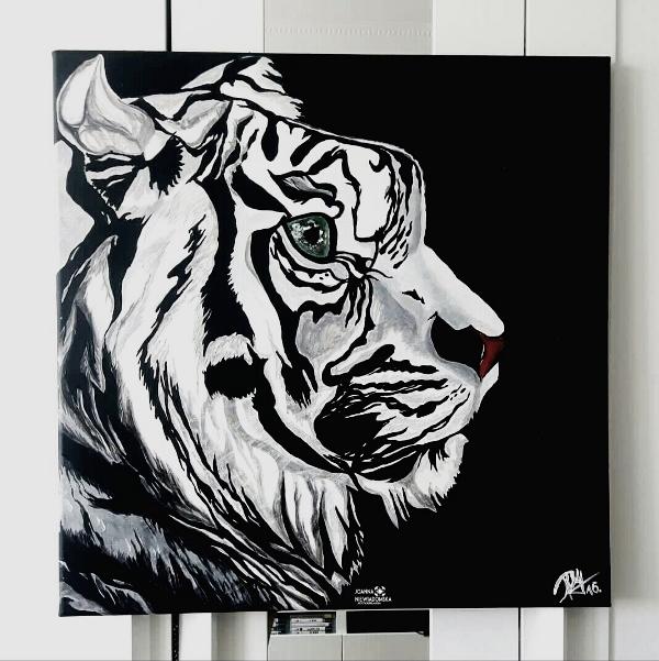 tygrys czarno biały