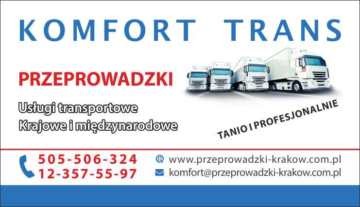 Komfort Trans Przeprowadzki Kraków -Usługi transportowe , małopolskie