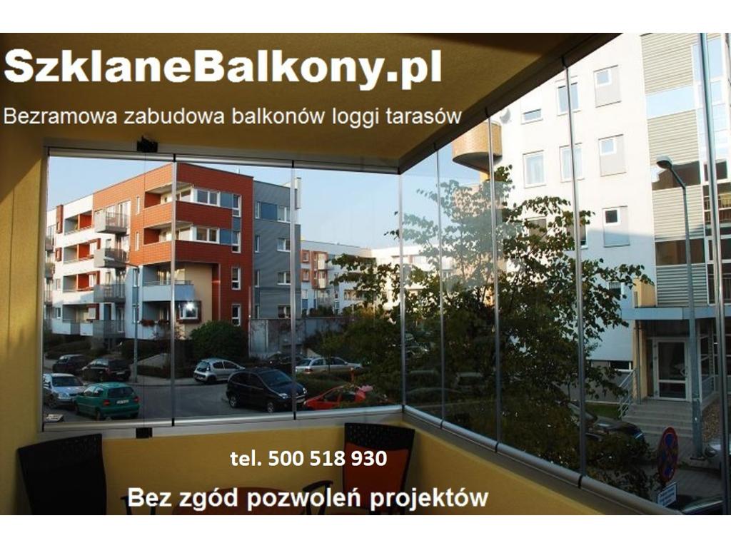  zabudowy balkonów, tarasów bezramowe, Wrocław, dolnośląskie