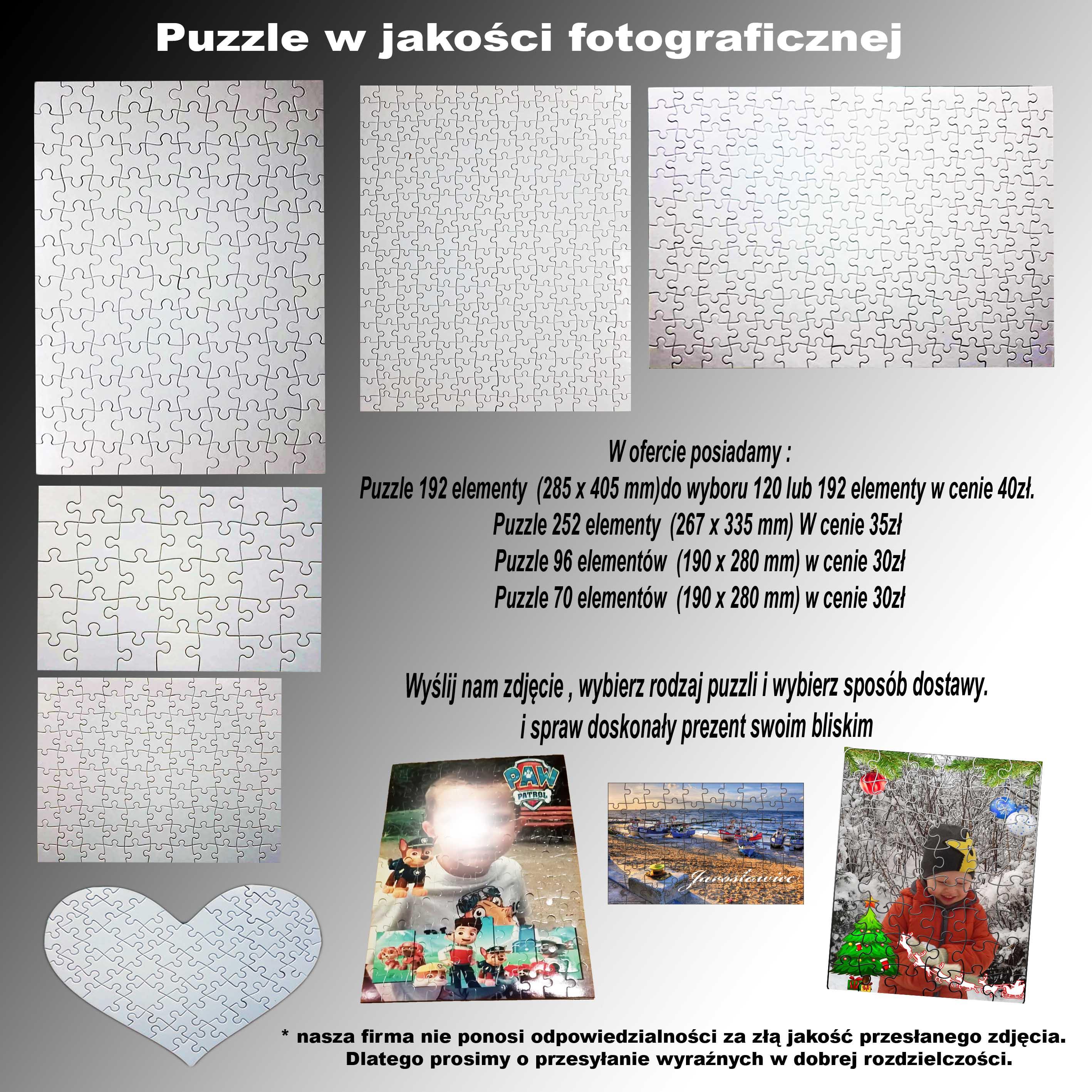 Puzzle ze zdjęciem , Jakość fotograficzna