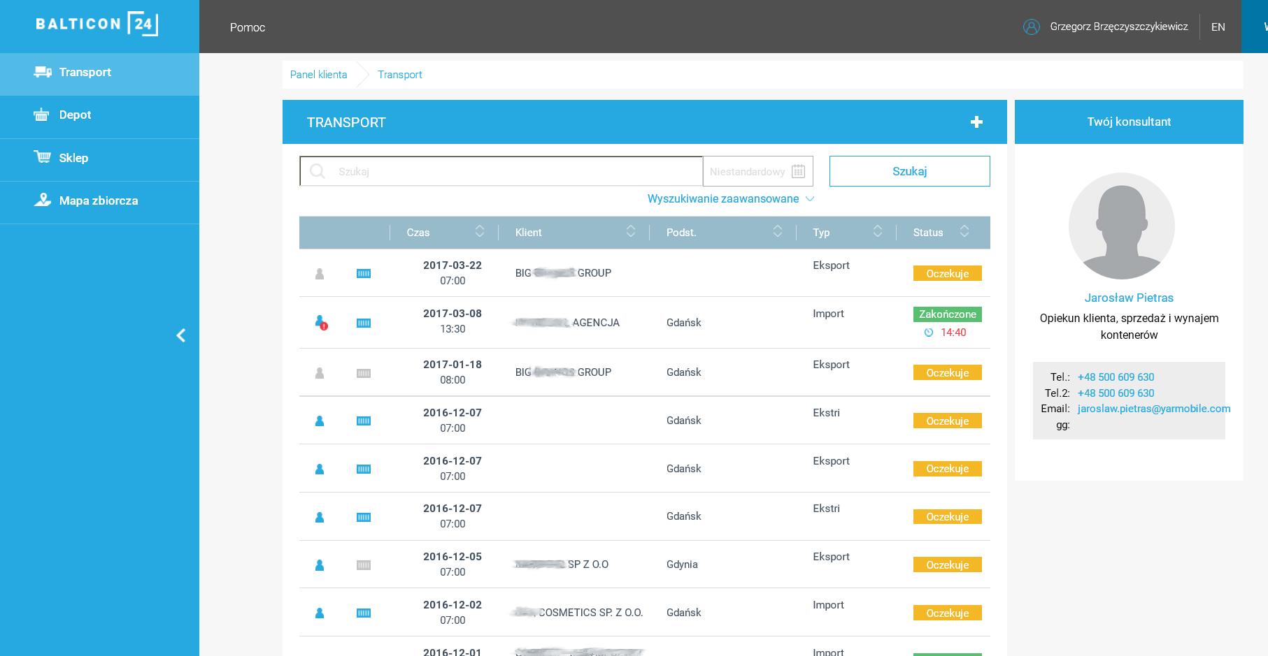 Balticon24.com - zarządzanie zleceniami transportowymi