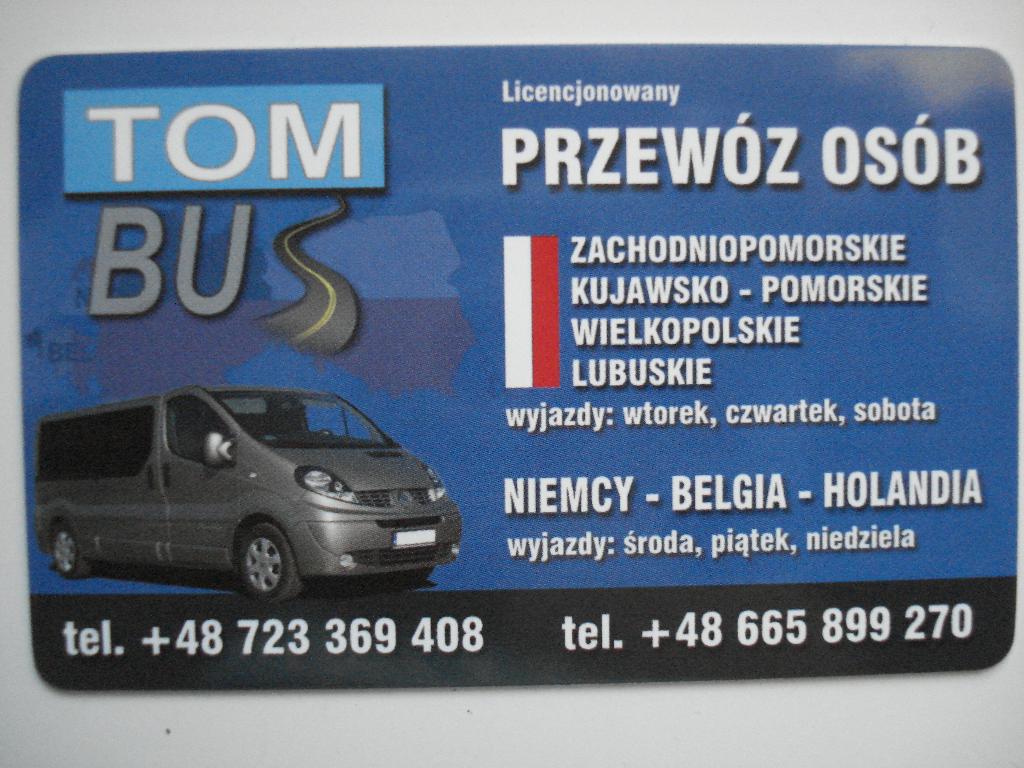 TOM-BUS  POLSKA -NIEMCY-BELGIA-HOLANDIA(ZACHPOM,WLKP,ZACHPOM,KUJPOM), BARLINEK, lubuskie