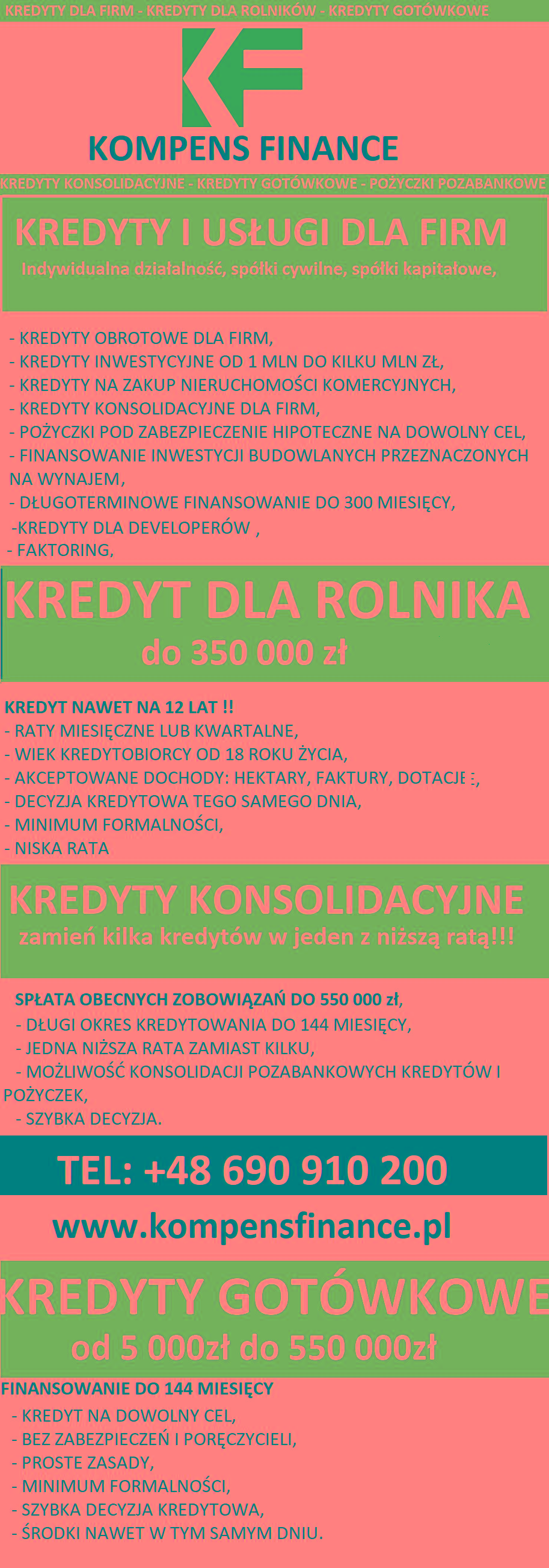 Kredyty gotówkowe, kredyty hipoteczne, kredyty dla firm, pożyczki