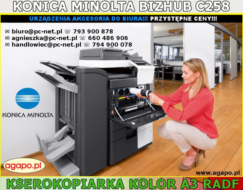 Kserokopiarka Konica Minolta Bizhub C258 A3 RADF kolor scan druk kopia