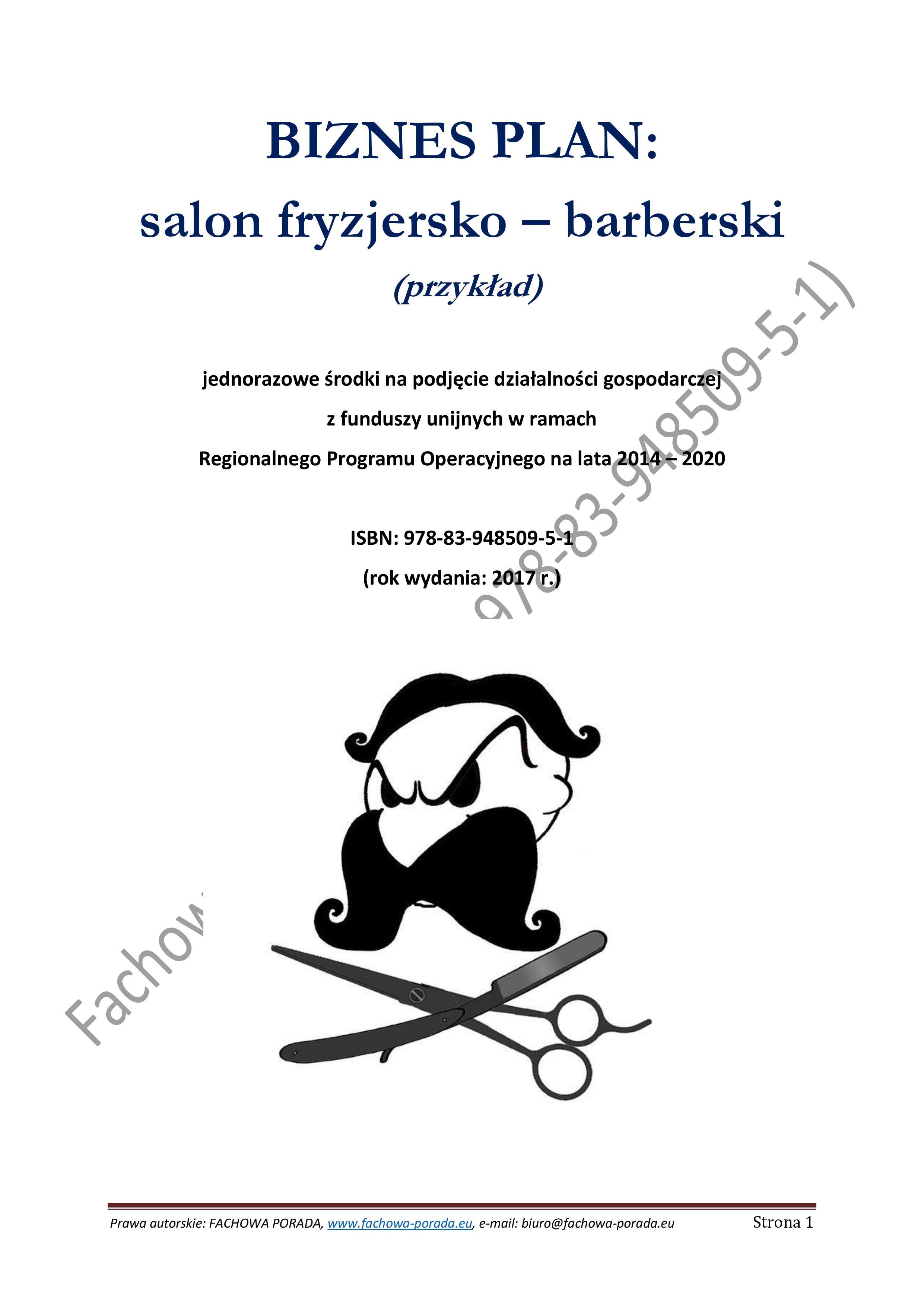 BIZNESPLAN  salon fryzjersko  barberski (przykład) 2017