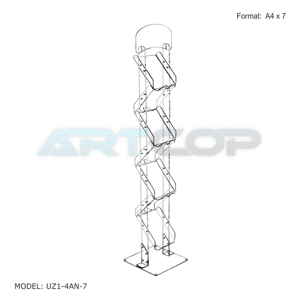 Stojak wolnostojący z plexi ZYGZAK A4x7