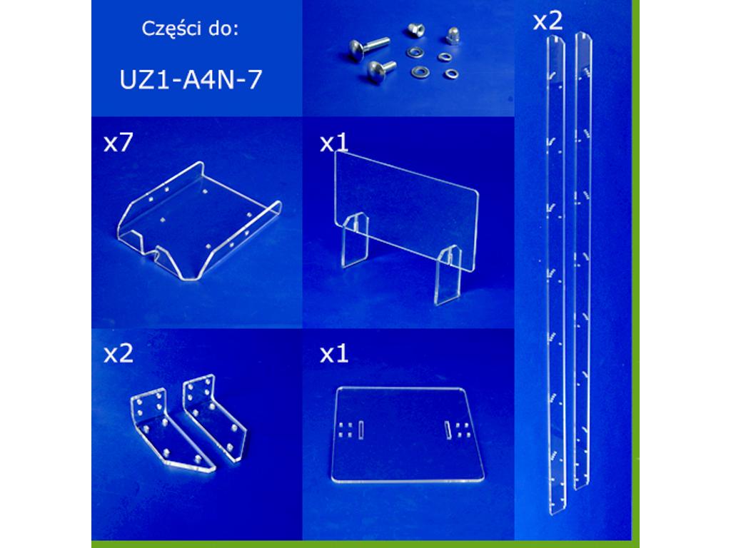 Stojak wolnostojący z plexi ZYGZAK A4x7 - części składowe