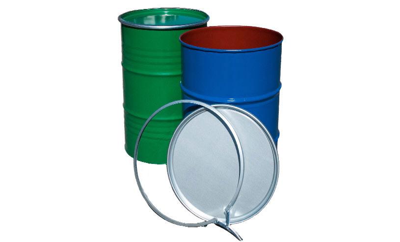 Beczka stalowa 210l z wiekiem i obręczą