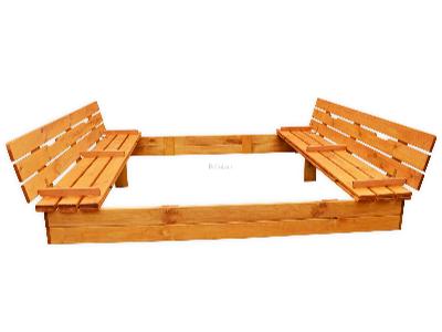 otwarta piaskownica drewniana z ławkami marki BellaLuni - kliknij, aby powiększyć
