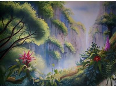 Mural rajski ogród, dzungla, mural z drzewami, krajobraz - kliknij, aby powiększyć