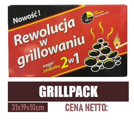 Grill Pack  -  węgiel z podpałką 2w1  -  Wyprzedaż / Hurt