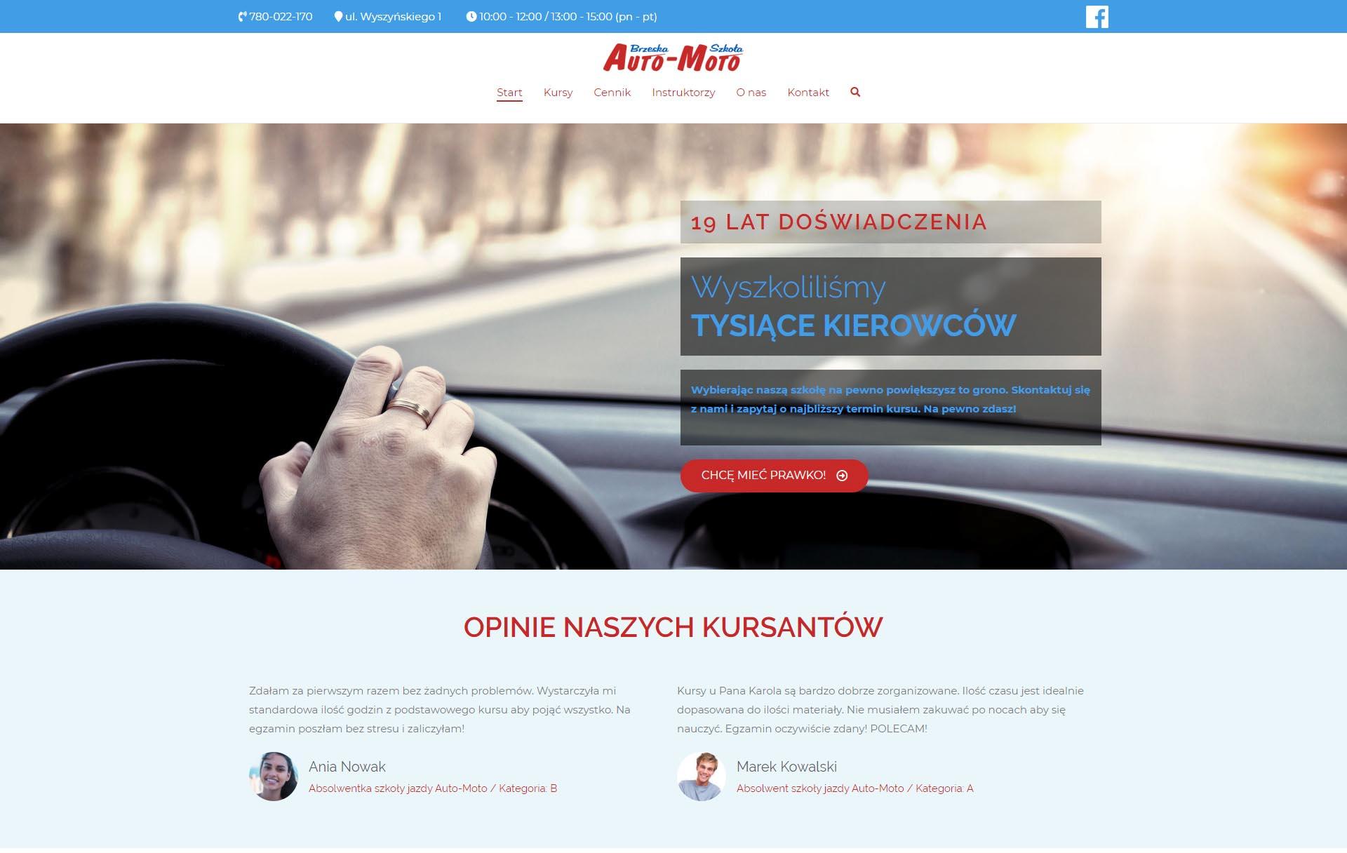 Strona internetowa Brzeskiej Szkoły Jazdy Auto-Moto.