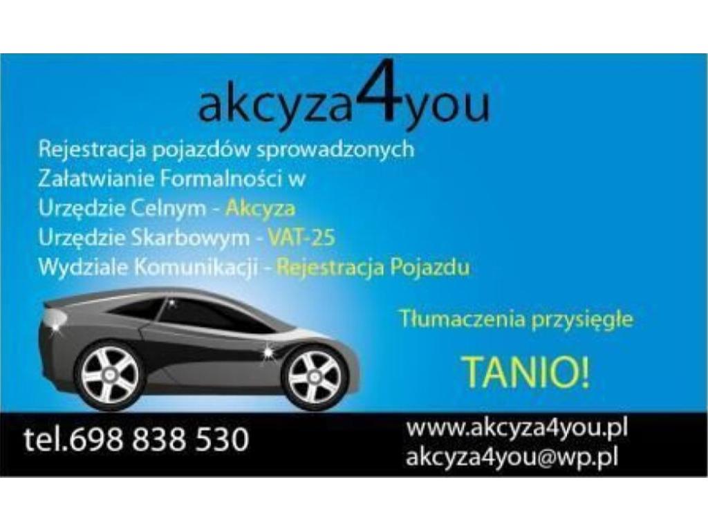 Opłaty za samochód z USA akcyza na auto z ameryki Tłumaczenia, Warszawa, mazowieckie