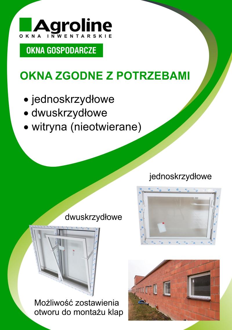 Okna inwentarskie gospodarcze chlewnie obory bez metalu całe plastk