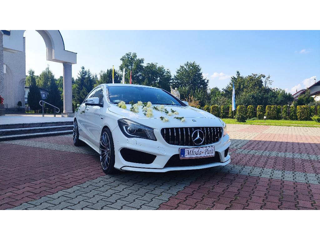 Auto do ślubu, na wesele, Mercedes CLA AMG na ślub , rozwożenie gości, Maków Podhalański,Sucha Beskidzka, małopolskie