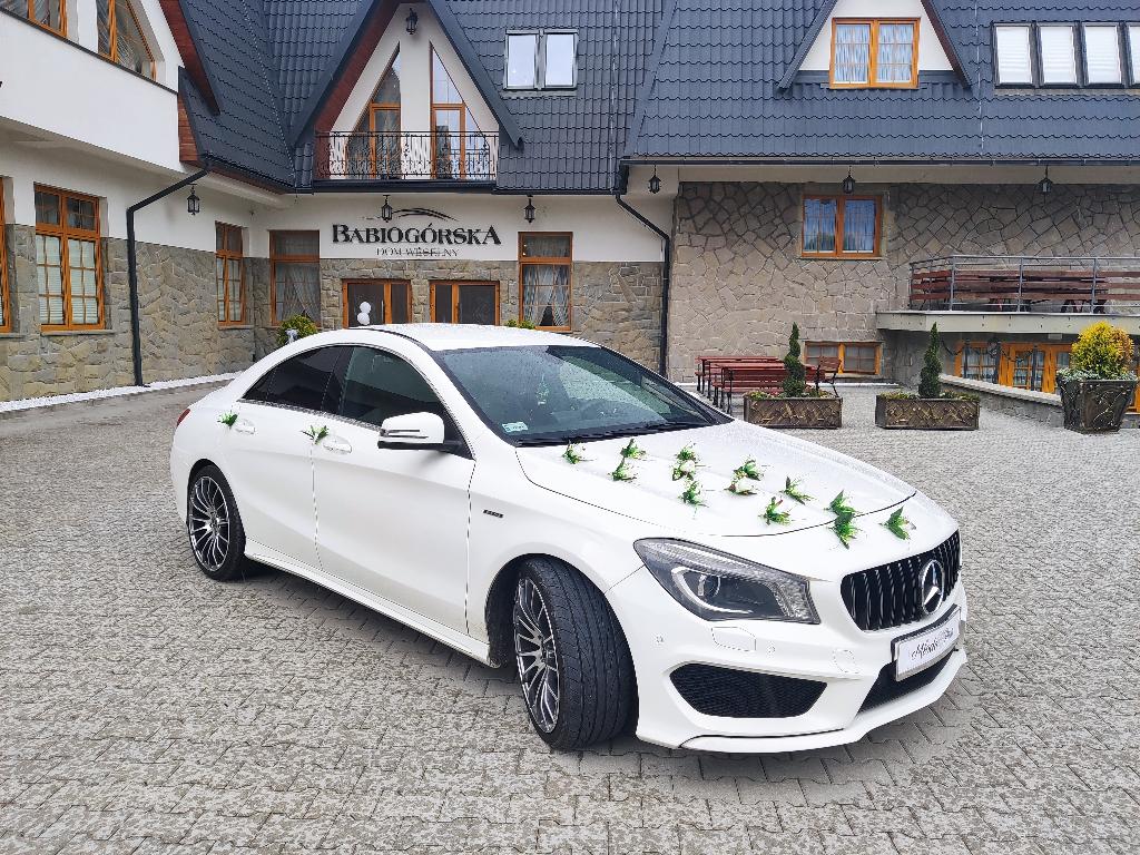 Auto do ślubu, na wesele, Mercedes CLA AMG na ślub , rozwożenie gości, Maków Podhalański,Sucha Beskidzka, małopolskie