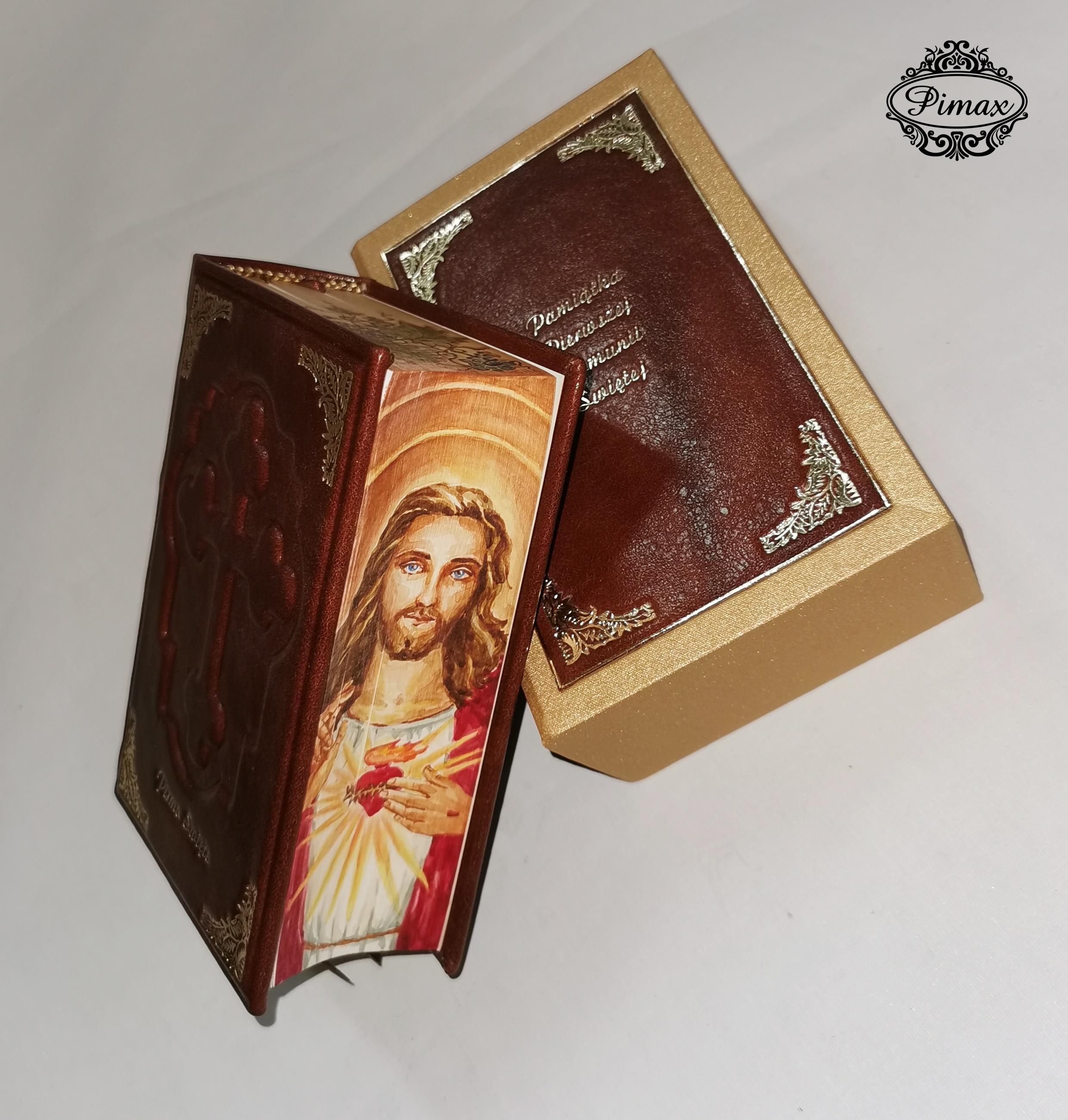 Biblia w skorzanej oprawie artystycznej, malowidlo Jezusa