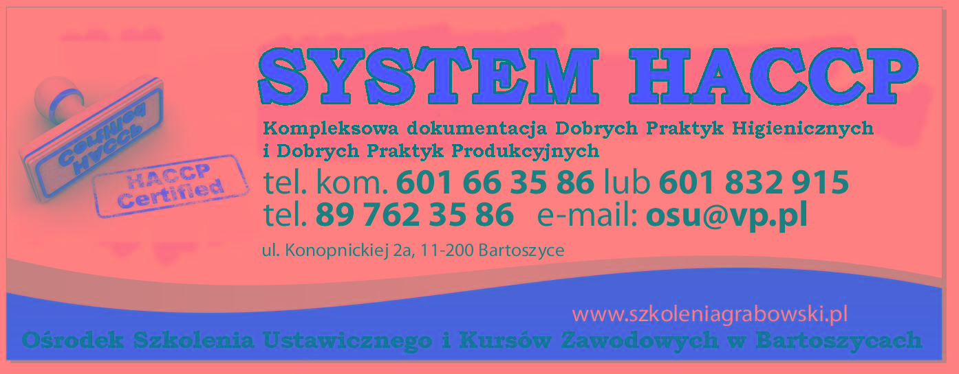 BHP szkolenia, obsługa firm, haccp, instrukcja ppoż., ubezpieczenia, Bartoszyce, warmińsko-mazurskie