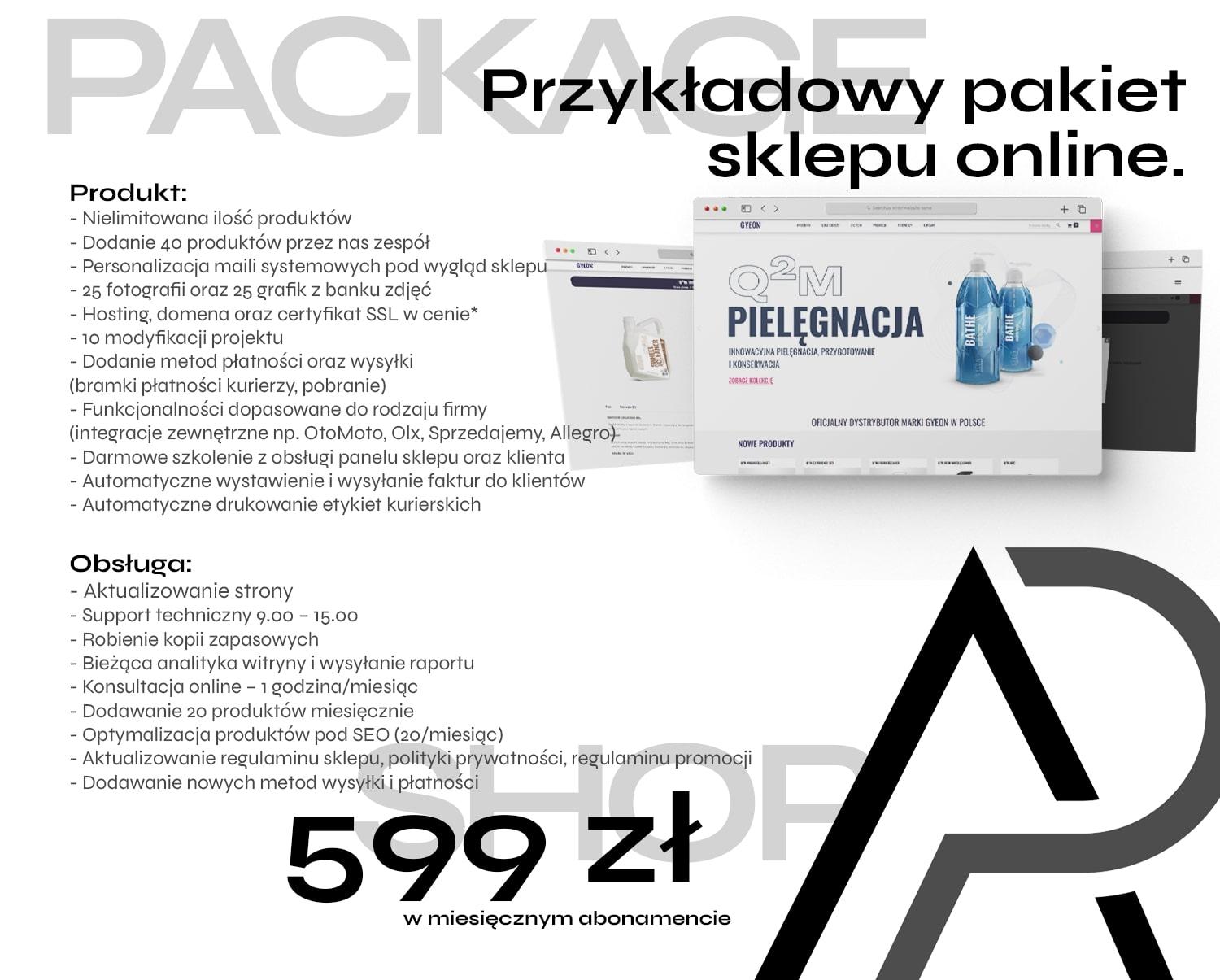 Przykładowy pakiet sklepu internetowego