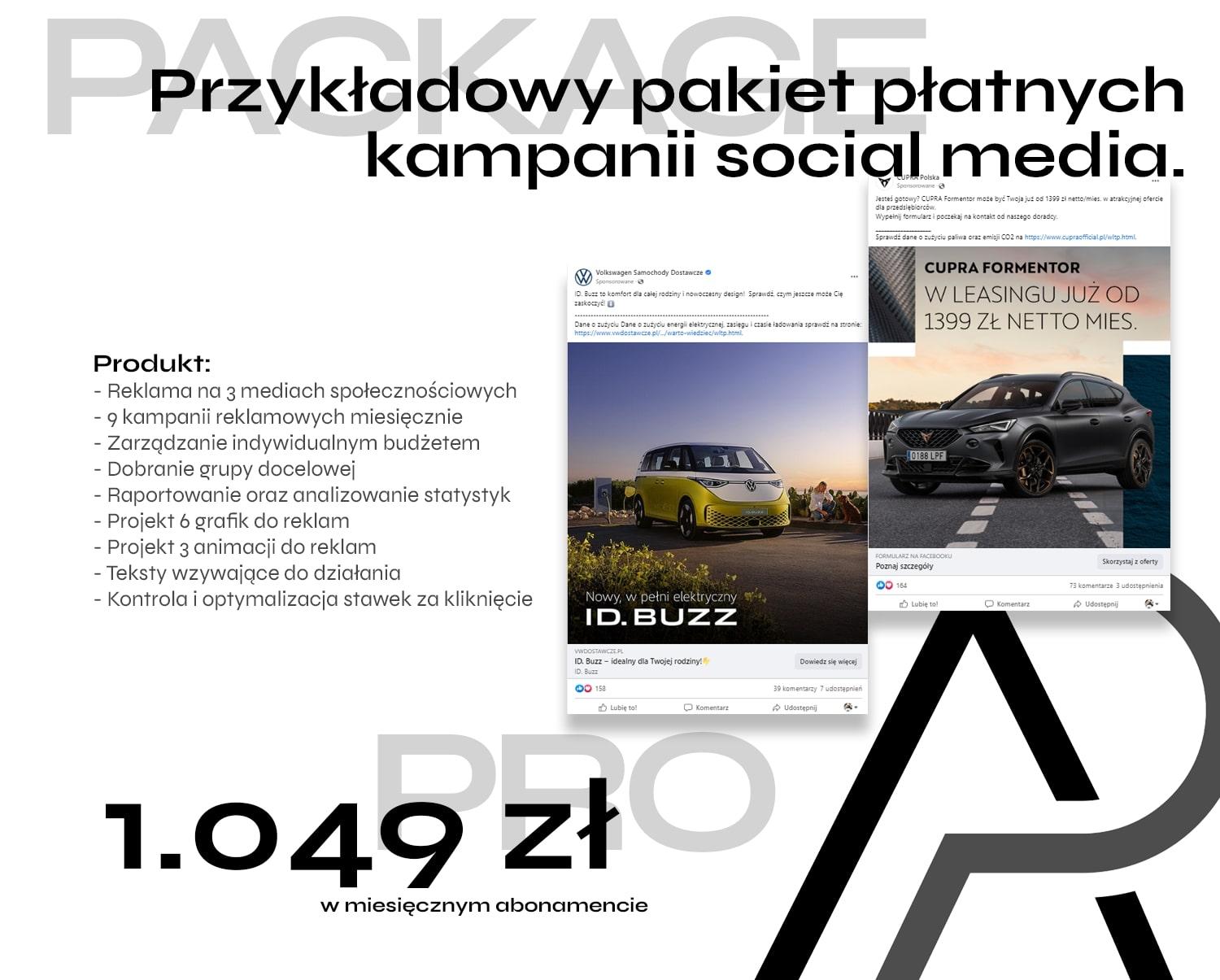 Przykładowy pakiet kampanii social media